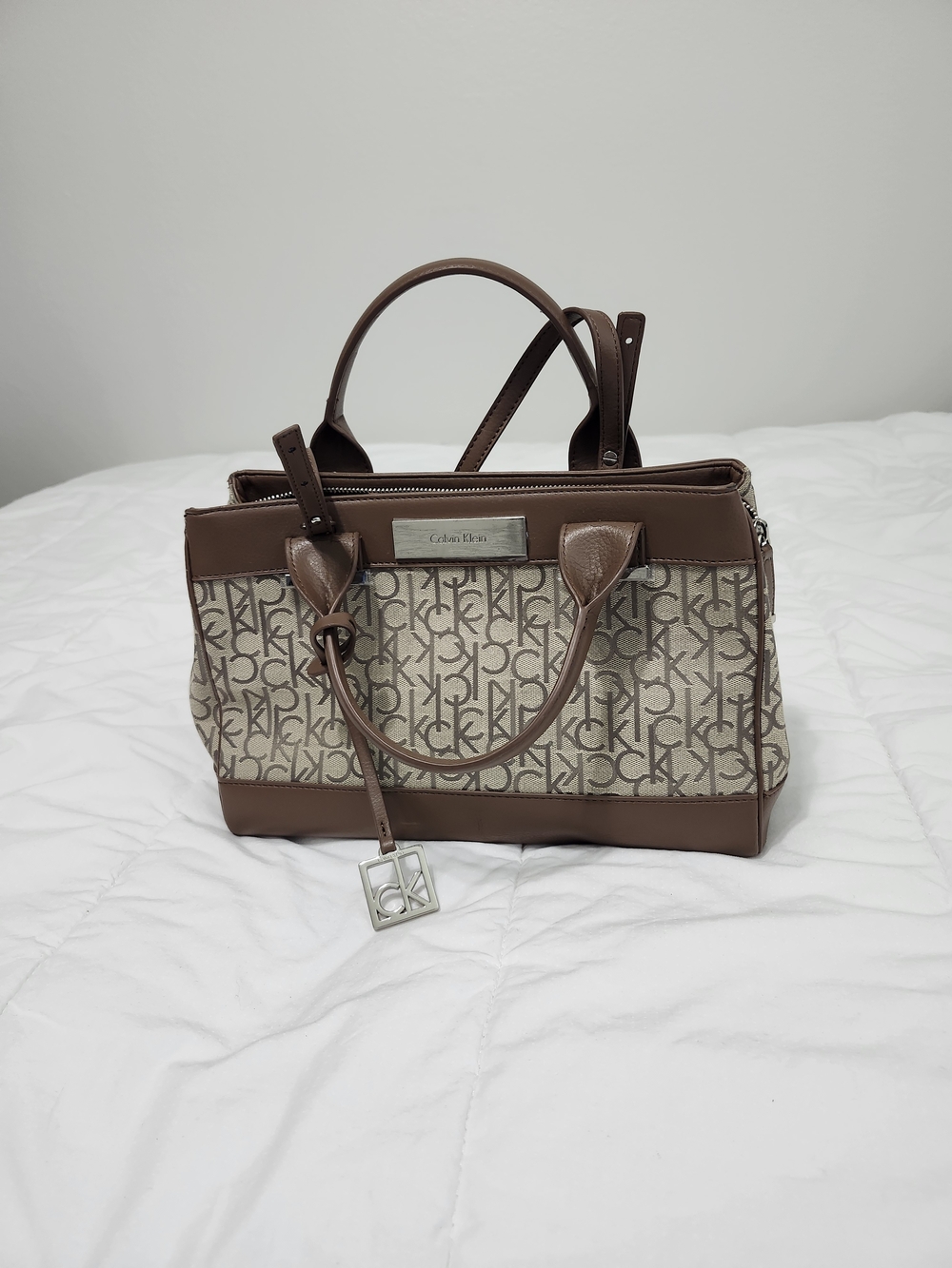 Calvin Klein Brown Logo Satchel Bag